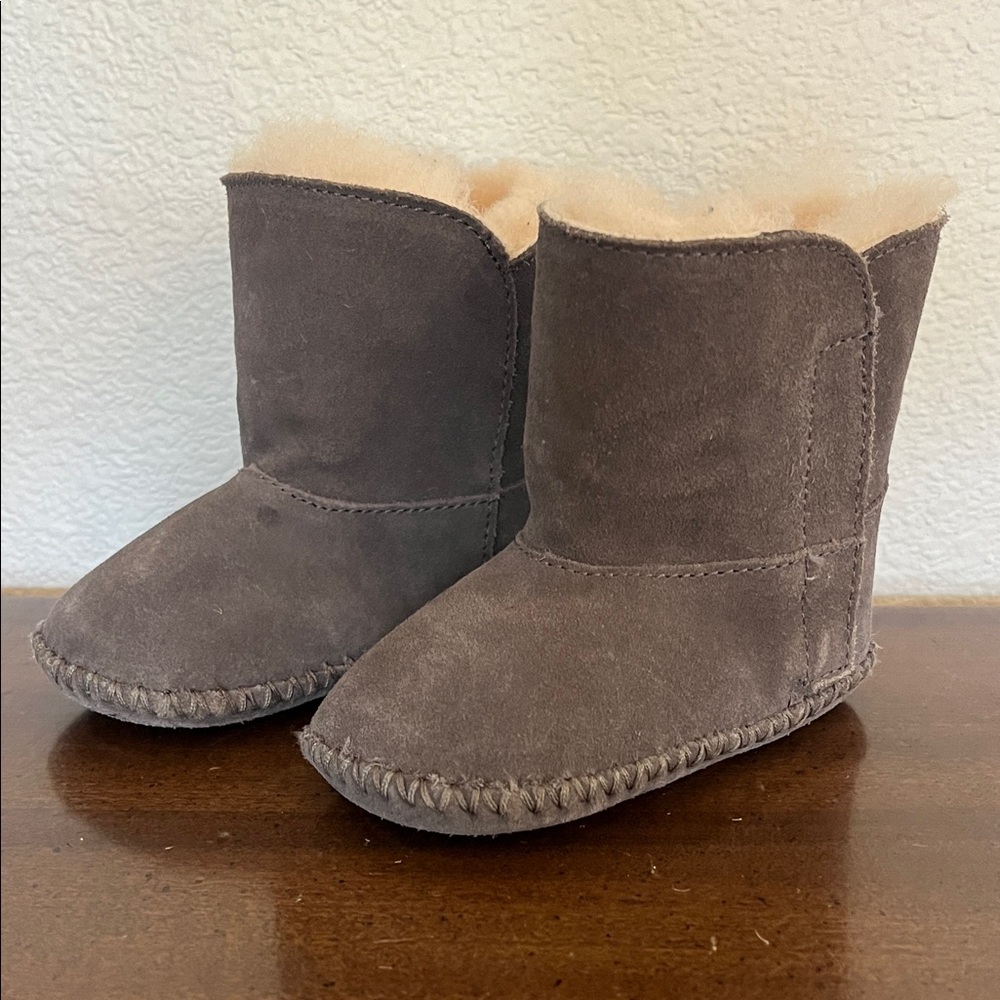 UGG Caden Gray Suede Shearling Baby Boots 4/5